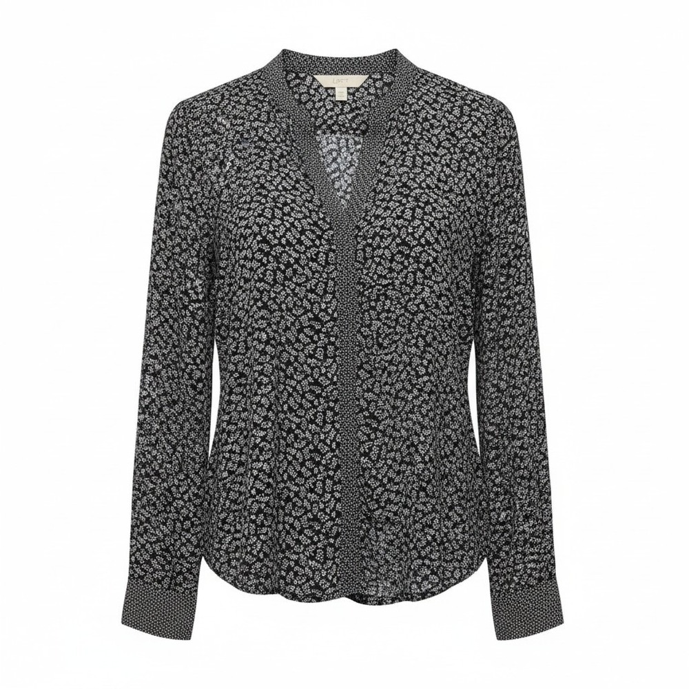 LOFT Women Floral V-Neck Blouse Polyester Office Business Casual S